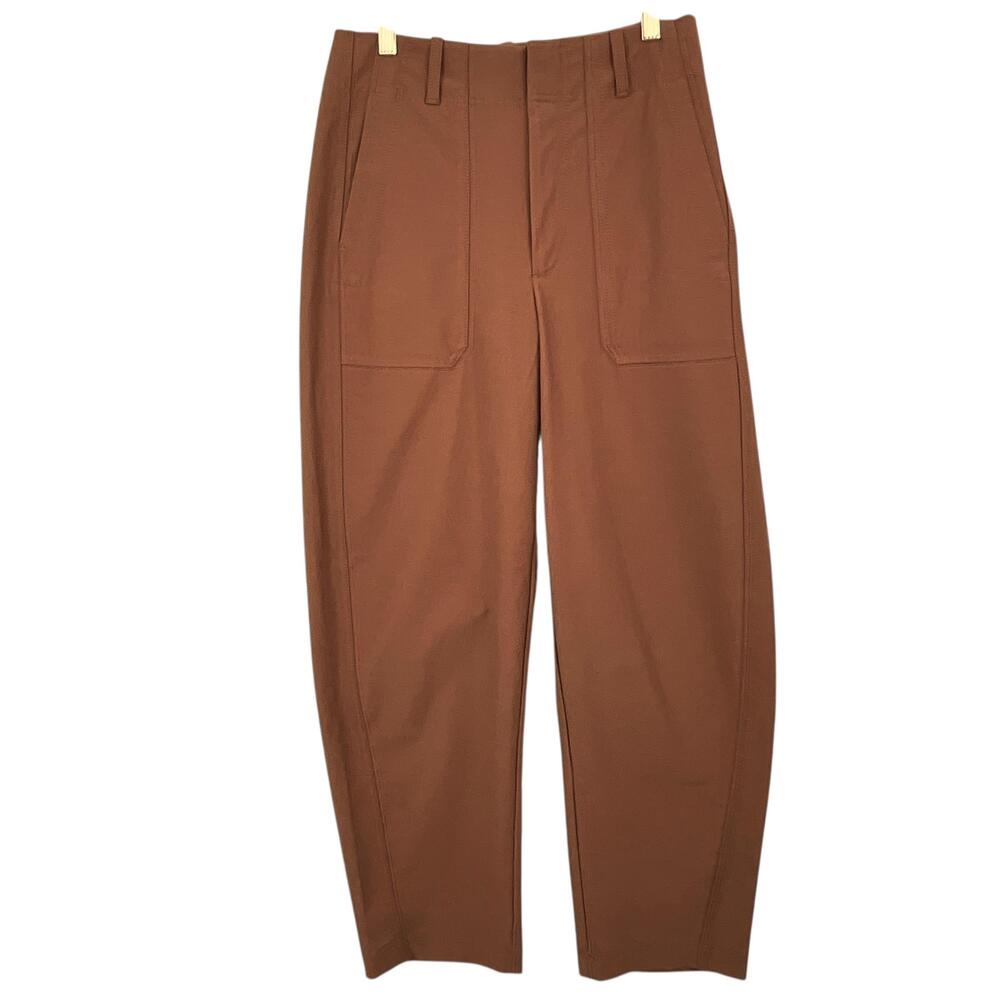 Athleta Skyline High Rise Barrel Leg Pants Womens 6 Tall Mineral Brown Pockets
